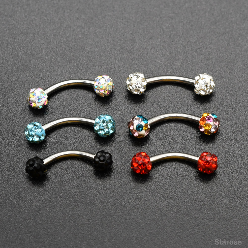 Nipple Bar Curved - 2 pçs 4mm bola de cristal