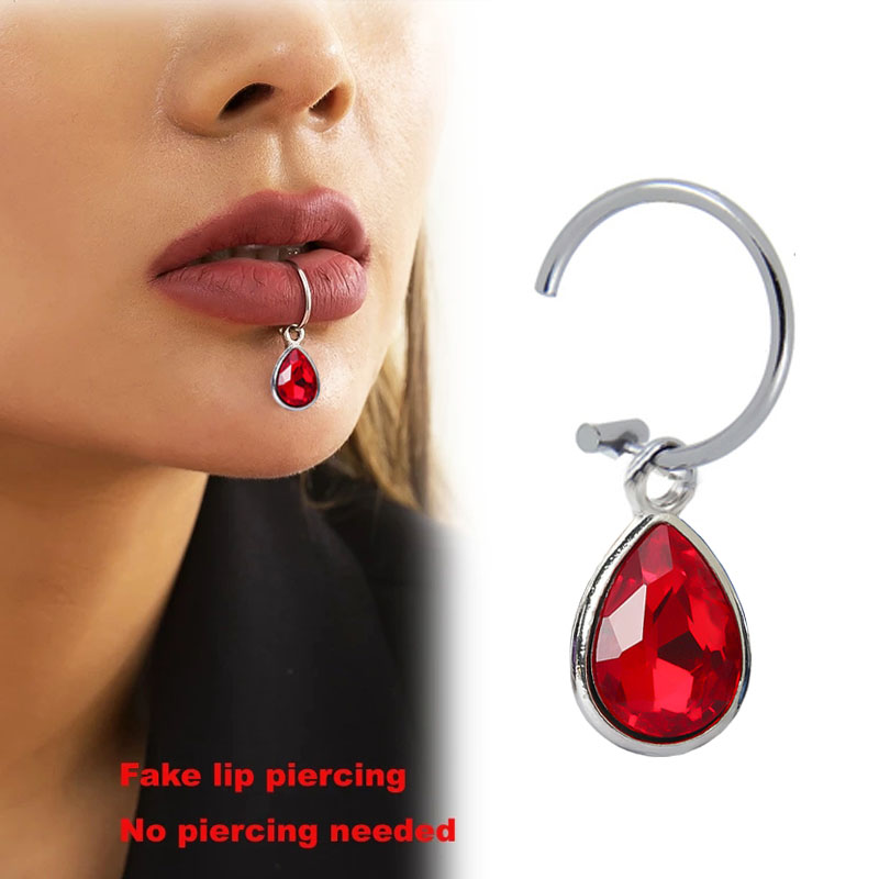 Body Jewelry Lip Ring - Aço inoxidável Fake Piercing Lip Clip,