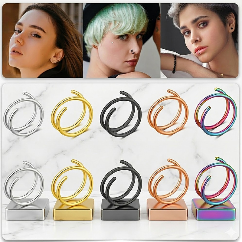 Body Jewelry Lip Ring - 1PC Argola de Aço Inoxidável 316