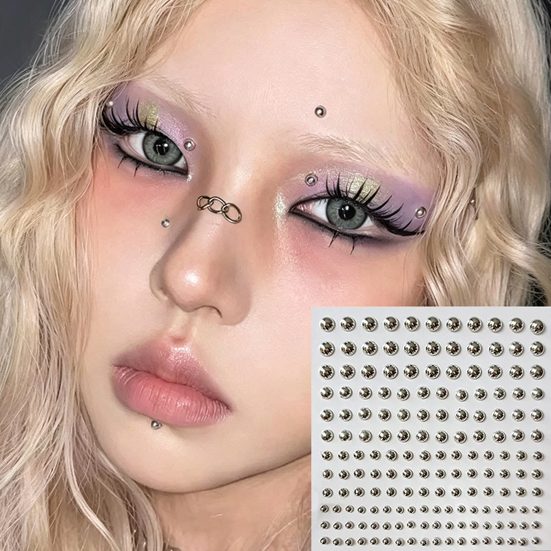 Body Jewelry Lip Ring - Adesivos Falsos Prateados para Lábios, Sobrancelhas
