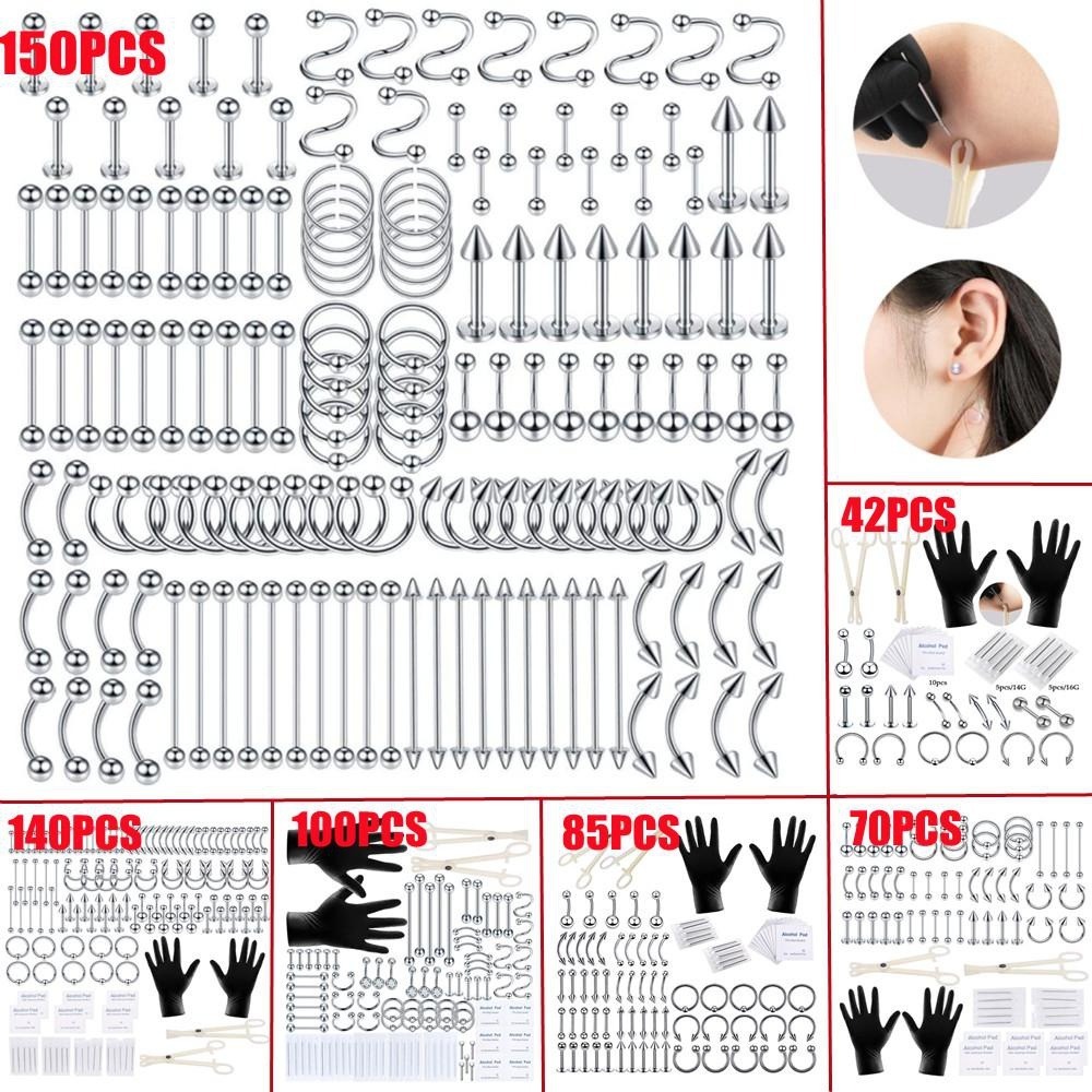 Body Jewelry Lip Ring - Kit de Piercing Corporal com 150/140/85/70/42