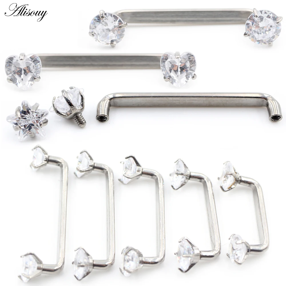 Body Jewelry Dermal - Alisouy 1PC Titânio Coração Estrela Zircônia