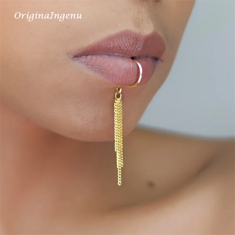 14k ouro cheio de corrente láb - Body Jewelry Lip Ring avaliação e preço