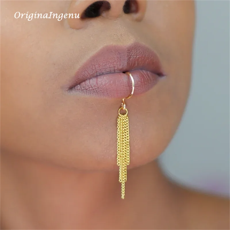 14k ouro cheio de corrente láb - Body Jewelry Lip Ring avaliação e preço