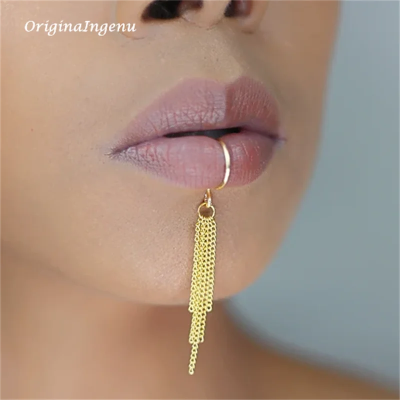 14k ouro cheio de corrente láb - Body Jewelry Lip Ring avaliação e preço
