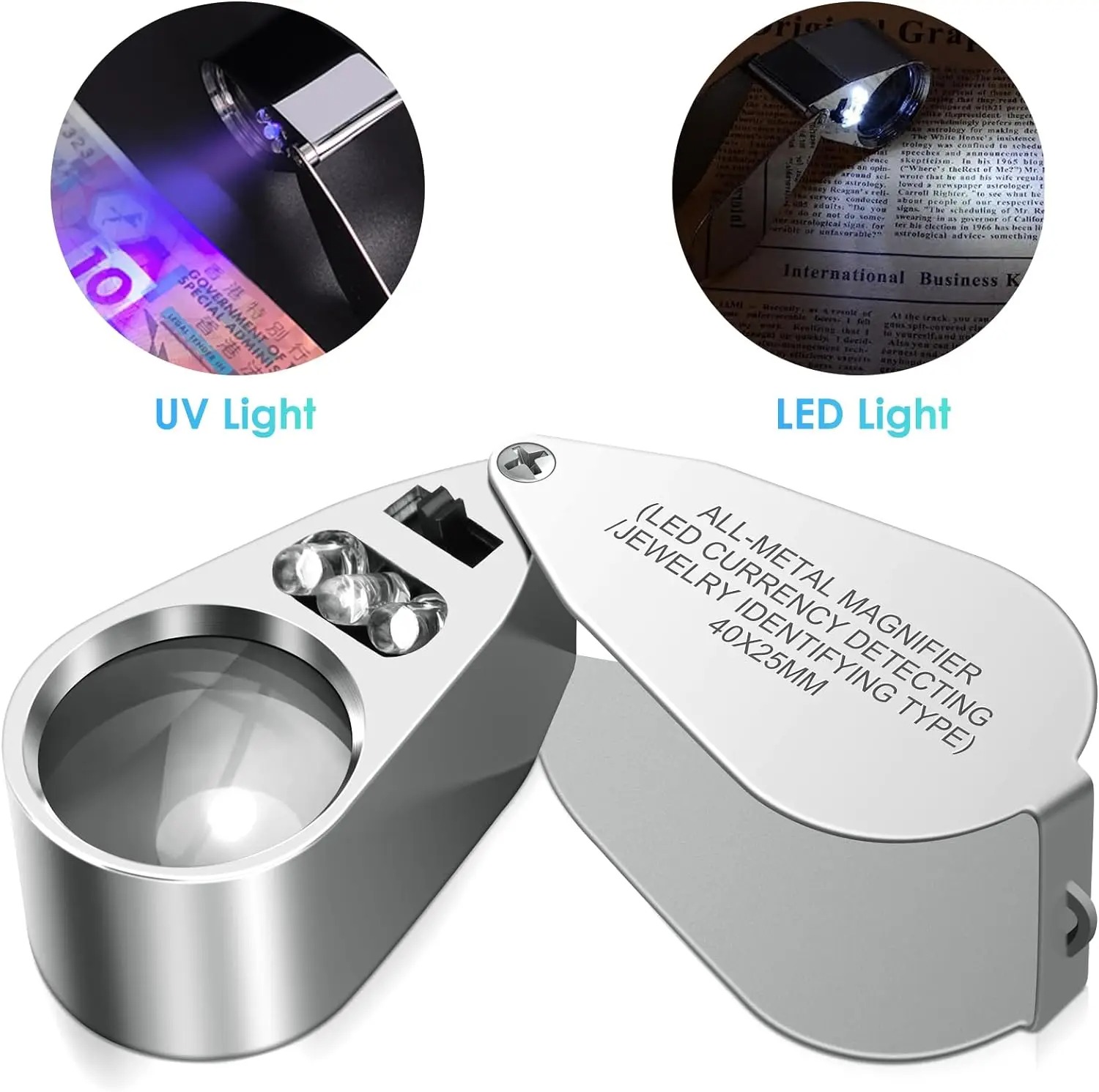 Lupa Iluminada 40X com Luz UV  - Body Jewelry Repair avaliação e preço