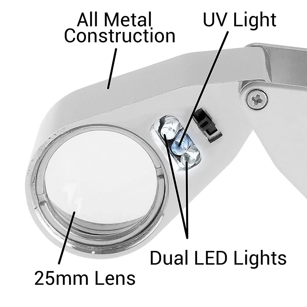 Lupa Iluminada 40X com Luz UV  - Body Jewelry Repair avaliação e preço